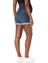 Load image into Gallery viewer, Signature by Levi Strauss & Co. Gold Label Women's Maternity Mid-Rise Shortie Shorts, Blue Laguna-Waterless, Large