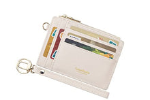 Load image into Gallery viewer, Wikavanli Women Slim Rfid Blocking Credit Card Case Holder Wristlet Zip ID Case Wallet Small Compact Leather Wallet Coin Purse with Keychain (Beige)