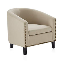 Load image into Gallery viewer, BELLEZE Modern Tub Barrel Accent Chair Upholstered Linen with Nail Head, Beige