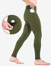 Load image into Gallery viewer, BALEAF Men's Thermal Running Tights Leggings Water Resistant with Pockets Cold Weather Hiking Cycling Fleece Pants Green L