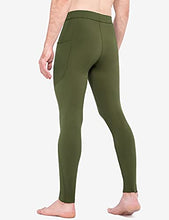 Load image into Gallery viewer, BALEAF Men's Thermal Running Tights Leggings Water Resistant with Pockets Cold Weather Hiking Cycling Fleece Pants Green L