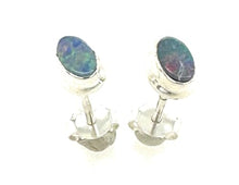 Load image into Gallery viewer, Genuine Australian Blue, Green Opal 925 Solid Sterling Silver Earrings 6mm