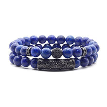 Load image into Gallery viewer, Natural Lapis Lazuli Bracelet, Handmade Beaded 8 MM Beads,Adjustable Stretch Bracelet,Chakra Bracelet,Blue Healing Crystal,Aquamarine Bracelet,Men's and Women's Gifts