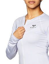 Load image into Gallery viewer, Roxy Women's Standard Essentials Long Sleeve Zip-Up Rashguard, Bright White 21, M