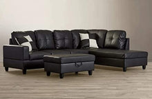 Load image into Gallery viewer, GAOPAN Set for Home 2021 Sectional Faux Leather Tufted Cushions Living Room, 5 Seats Sofa Couch with Reversible Right Chaise Lounge and Storage Ottoman,Obsidian Black