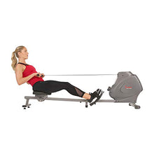 Load image into Gallery viewer, Sunny Health & Fitness Compact Folding Magnetic Rowing Machine with LCD Monitor, Bottle Holder, 43 Inch Slide Rail, 285 LB Max Weight - Synergy Power Motion - SF-RW5801, Silver
