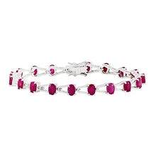 Load image into Gallery viewer, 925 Sterling Silver Ruby Tennis Bracelet Oval Shape Gemstone Bracelet For Women Mom Wife Her