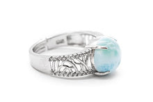 Load image into Gallery viewer, Natural Larimar 925 Sterling Silver Oval Larimar Gemstone Size Adj