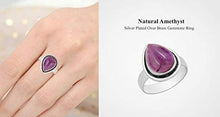 Load image into Gallery viewer, Amethyst Ring Silver Plated Vintage Style Handmade Solitaire Ring Size 7