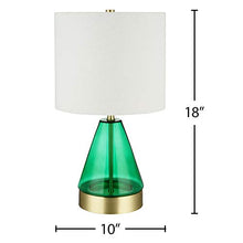 Load image into Gallery viewer, Amazon Brand – Rivet Smokey Glass and Brass Table Lamp, Modern, with Bulb, 16.63"H, Green