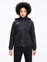 Load image into Gallery viewer, Women's Mountain Waterproof Ski Jacket Windproof Rain Snowboarding Jackets Winter Fleece Warm Snow Hooded Coat (Black, XL)