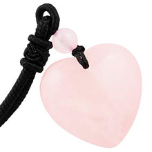 Load image into Gallery viewer, TUMBEELLUWA Carved Stone Heart Shape Necklace Chakra Quartz Pendant with Cord Amulet Healing Crystal Jewelry for Unisex,Rose Quartz