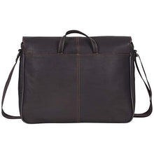 Load image into Gallery viewer, Kenneth Cole Reaction Risky Business Messenger Full-Grain Colombian Leather Crossbody Laptop Case & Tablet Day Bag, Dark Brown, One Size