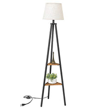 Load image into Gallery viewer, VASAGLE Floor Lamp with Shelves, Standing Reading Lamp with LED Bulb and Lamp Shade, for Living Room, Bedroom, Metal Legs, Rustic Brown ULFL15BX