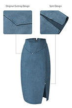 Load image into Gallery viewer, Bellivera Womens Faux Suede Leather Pencil Skirt, Fall Casual Midi Skirts for Women, Summer Hip Wrapped Back Split FF21 Blue XL