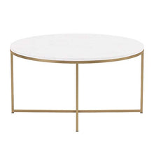 Load image into Gallery viewer, Walker Edison Furniture Company Modern Round Coffee Accent Table Living Room, Marble/Gold