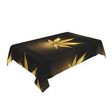 Load image into Gallery viewer, Golden Cannabis Print Rectangle Tablecloth - 54"X72" Inch - Stain & Waterproof & Wrinkle Resistant Washable Polyester Tablecloth, for Buffet Parties, Wedding and Camping