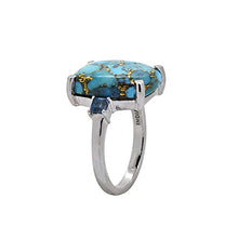 Load image into Gallery viewer, YoTreasure 11.18 Ct. Turquoise & London Blue Topaz Solid 925 Sterling Silver Ring Jewelry