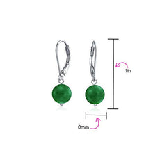 Load image into Gallery viewer, Simple Plain Basic Round Bead Green Aventurine Gemstone Leverback Ball Drop Earrings For Women 925 Sterling Silver