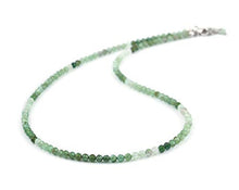 Load image into Gallery viewer, Natural Green Tourmaline Round Gemstone Dainty Full Beaded Choker Necklace, Birthstone, Gift for Women, Healing Crystals, Handmade Jewelry in Rhodium Plated 925 Sterling Silver Chain 18 inch