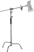 Load image into Gallery viewer, Neewer Pro 100% Stainless Steel Heavy Duty C Stand with Boom Arm - Max Height 11ft/331cm Photography Light Stand with 4ft/120cm Holding Arm, 2 Grip Head for Studio Monolight, Softbox, Reflector
