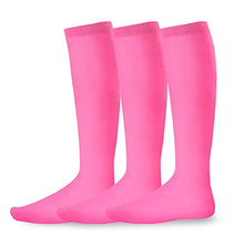 Load image into Gallery viewer, Youth to Adult Unisex Soccer Athletic Sports Team Cushion Socks 3 Pack (Youth (5-7), Hot Pink)