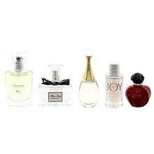 Load image into Gallery viewer, Christian Dior 30 Montaigne for Women 5 Piece Miniature Perfume Set (Miss Dior Blooming Bouquet Eau de Toilette 0.25 + J'adore Eau de Parfum 0.17 + Joy Eau de Parfum 0.17 + Diorissimo Eau de Toilette)