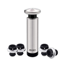 Load image into Gallery viewer, EZBASICS Wine Saver Vacuum Pump with 4 Wine Bottle Stoppers, Stainless Steel