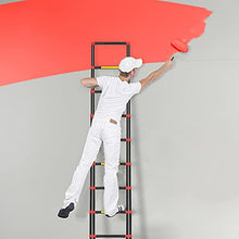 Load image into Gallery viewer, BEETRO 15.5ft Aluminum Telescoping Ladder Extension Folding Ladder, One-Button Retraction Soft-Close System, 330lbs Max Capacity for Indoor and Outdoor Use, More Durable and Safer with Balance Rod