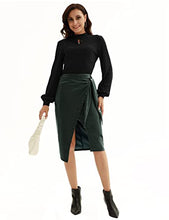 Load image into Gallery viewer, LIUMILAC Women Asymmetrical Bodycon Pencil Skirt Solid Wine Leather Midi Skirt with Zip