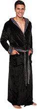 Load image into Gallery viewer, Ross Michaels Mens Robe Big & Tall with Hood - Long Plush Shawl Collar Fleece Bathrobe (Black Gray, Small-Medium)