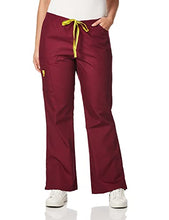 Load image into Gallery viewer, WonderWink Womens Flare Leg Cargo Pant, Wine, X-Large Petite