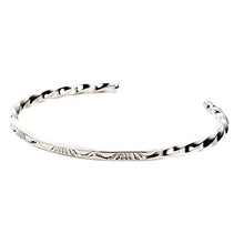Load image into Gallery viewer, Tskies Sterling Silver Navajo Bracelet for Women Hand Stamped Twisted Cuff Native American Made