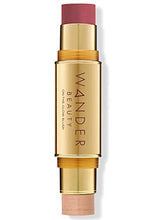 Load image into Gallery viewer, Highlighter Makeup & Blush Stick - WANDER BEAUTY ON-THE-GLOW- Blush & Illuminator Makeup. Cream Blush & Highlighter Makeup in Double Ended Stick. Makeup Highlighter & Color for Face & Body.