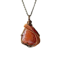 Load image into Gallery viewer, Designs by Nature Gems Handmade Men’s Fire Red Agate Necklace 24 Inch Chain Antique Bronze, January & September Birthstone