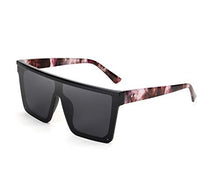Load image into Gallery viewer, FEISEDY Fashion Siamese Lens Sunglasses Women Men Succinct Square Style UV400 B2470 (Black & Marbling, 60)