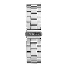 Load image into Gallery viewer, Nordgreen Pioneer Men's Chronograph Watch Scandinavian Silver 42mm with White Dial and 3-Link Strap