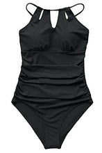 Load image into Gallery viewer, CUPSHE Women's One Piece Swimsuit Tummy Control Cutout High Neck Bathing Suit,Size M Violet