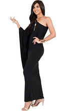Load image into Gallery viewer, KOH KOH Womens Long One Off The Shoulder Evening Cocktail Bridesmaid Wedding Party Tube Guest Summer Formal Flowy Elegant Sexy Gown Gowns Maxi Dress Dresses, Black M 8-10