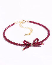 Load image into Gallery viewer, Jewever Genuine Red Garnet Birthstone Bracelet for Women Crystals and Healing Stones Gemstone Handmade Bowknot Cute Jewelry Gifts for Her