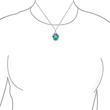 Load image into Gallery viewer, Native American Style Southwestern 10 MM Stabilized Blue Turquoise Oval Leaf Feather Sterling Silver Pendant Necklace For Women