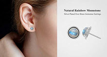 Load image into Gallery viewer, Natural 7mm Round Shape Rainbow Moonstone Stud Earrings 925 Silver Plated Handmade Stud Earrings Jewelry For Women