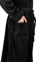 Load image into Gallery viewer, NY Threads Luxurious Mens Shawl Collar Fleece Bathrobe Spa Robe (Small/Medium, Black)