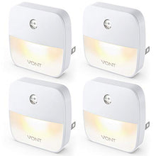 Load image into Gallery viewer, Vont 'Aura' LED Night Light (Plug-in) Super Smart Dusk to Dawn Sensor, Auto Night Lights Suitable for Bedroom, Bathroom, Toilet, Stairs, Kitchen, Hallway, Kids, Adults, Compact Nightlight (4 Pack)