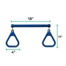 Load image into Gallery viewer, Jungle Gym Kingdom Swing Sets for Backyard, Monkey Bars & Swingset Accessories - Set Includes 18" Trapeze Swing Bar & 48" Heavy Duty Chain with Locking Carabiners - Outdoor Play Equipment (Blue)
