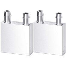 Load image into Gallery viewer, DIYhz Aluminum Water Cooling Block, Liquid Water Cooler Heat Sink System for PC Computer CPU Graphics Radiator Heatsink Endothermic Head Silver 2pcs(40mm x 40mm x 12mm)