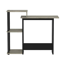 Load image into Gallery viewer, FURINNO Efficient Home Laptop Notebook Computer Desk, Square Side Shelves, French Oak Grey/Black