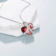 Load image into Gallery viewer, AOBOCO January Birthstone Necklace Sterling Silver Red Heart Garnet Crystal Pendant Love Jewelry Gift for Women