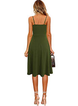 Load image into Gallery viewer, Berydress Women's Casual Beach Summer Dresses Solid Cotton Flattering A-Line Spaghetti Strap Button Down Midi Sundress (S, 6106-Teal)