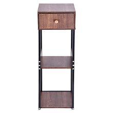 Load image into Gallery viewer, shamoluotuo 3 Tiers Display Shelf w/ Drawer Iron Art Corner Square Floor Rack Bookshelf Living Room Balcony Furniture Steel Wood Flower Stand Storage Box Partition Landing